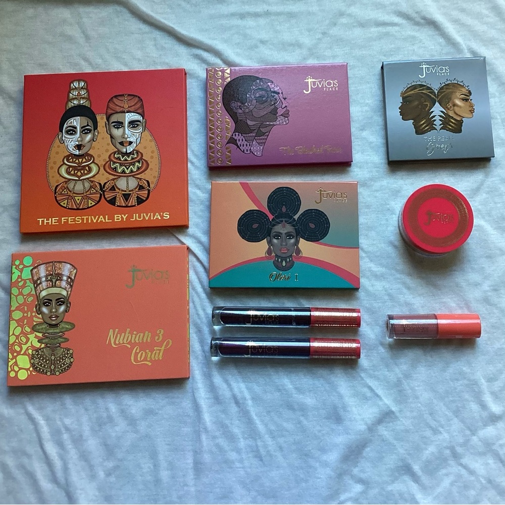 New Juvia’s Place Makeup Bundle - 5 Palettes, 3 Lip Products, Loose Highlighter